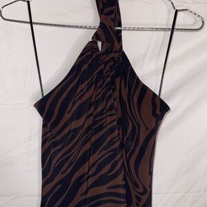 Michael Kors Animal Print Halter Neck Swim Top - Size L
